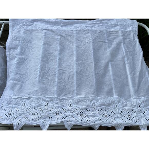 White Vintage Embroidered Curtain Sheer Cottage Core 100% Cotton 4 Pieces - Picture 1 of 14